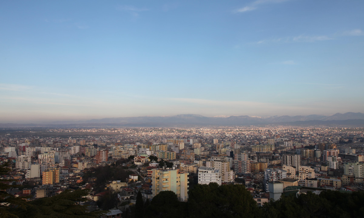 Durrës looking east toward Tirana