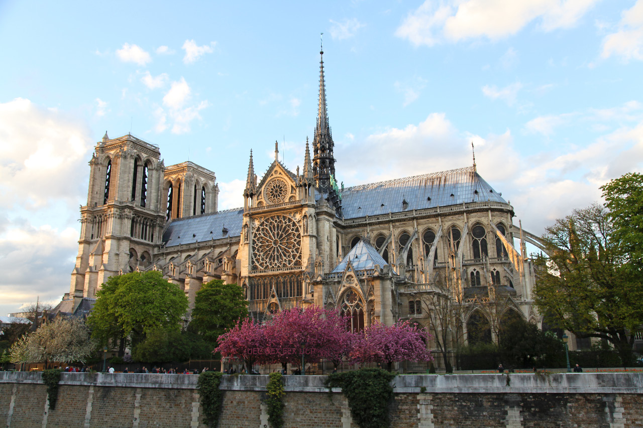 Cathédrale Notre-Dame de Paris from South across the Seine