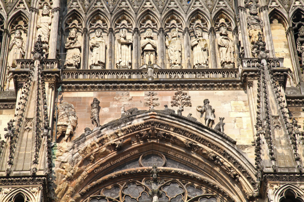 detail from the facade of the Cathedral of Notre Dame in Reims