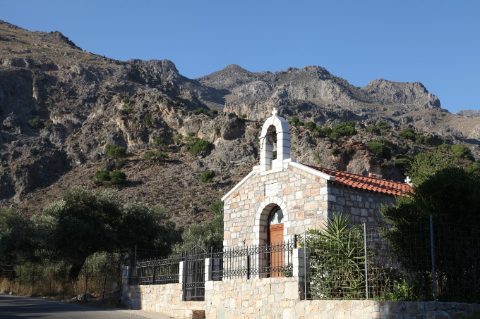 Church in South Central Crete and rocky mountain