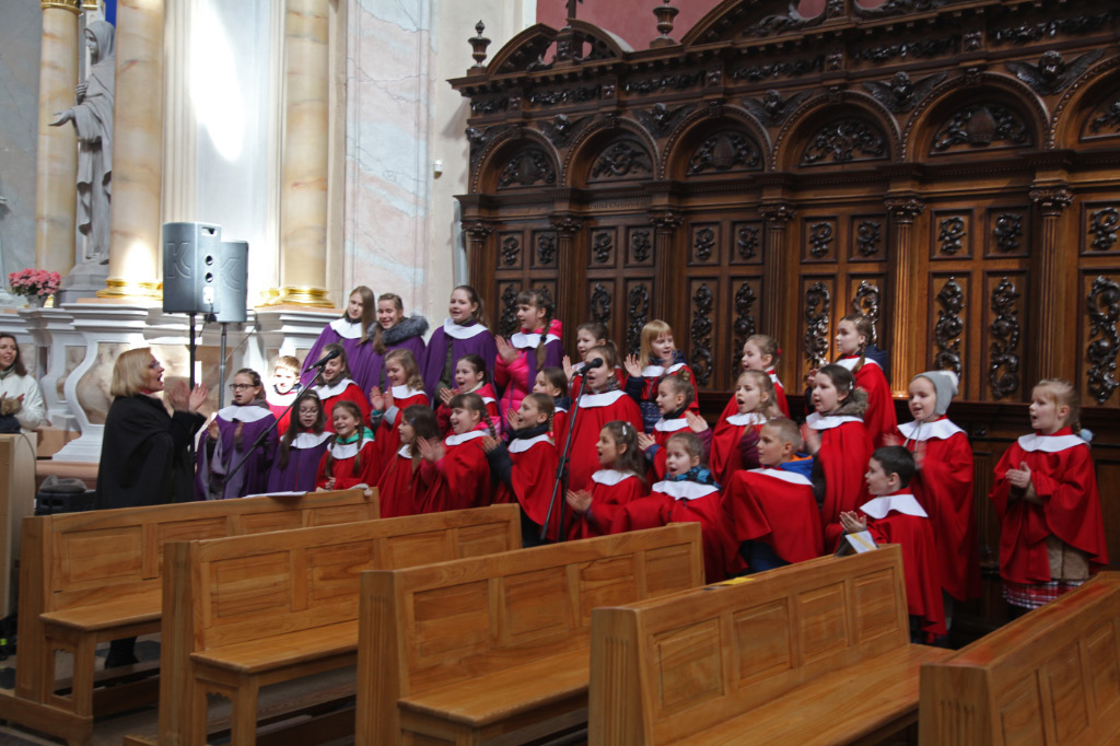 The children's choir at High Mass on Easter Sunday on the 16th of April of 2017