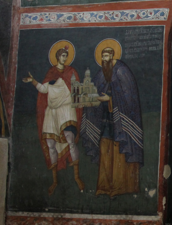 1330s fresco of Archbishop Danilo II with Prophet Daniel