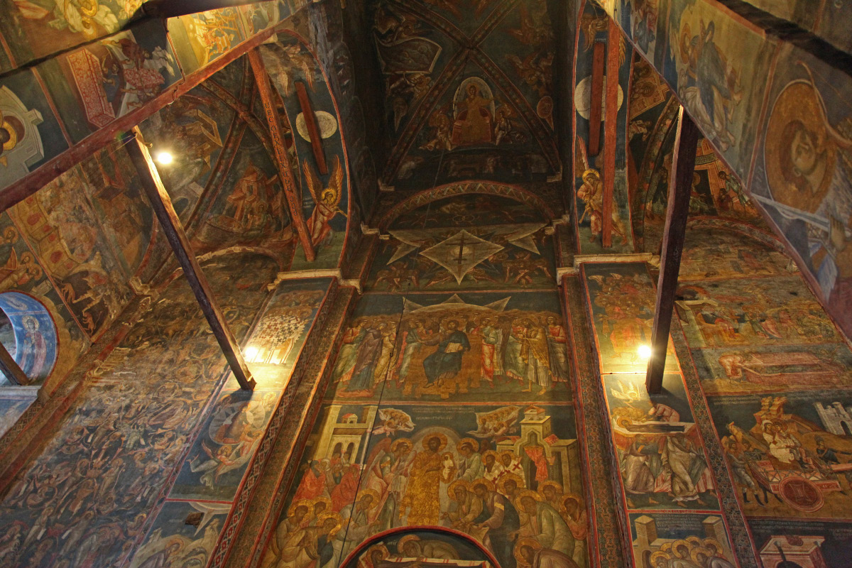 Interior frescos by 1350 Anno Domini Monastery Visoki Dečani in Kosovo