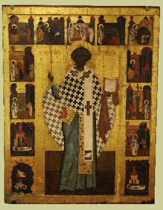 XVI century Russian icon venerating Pope Saint Clement from Arkhangelsk Oblast