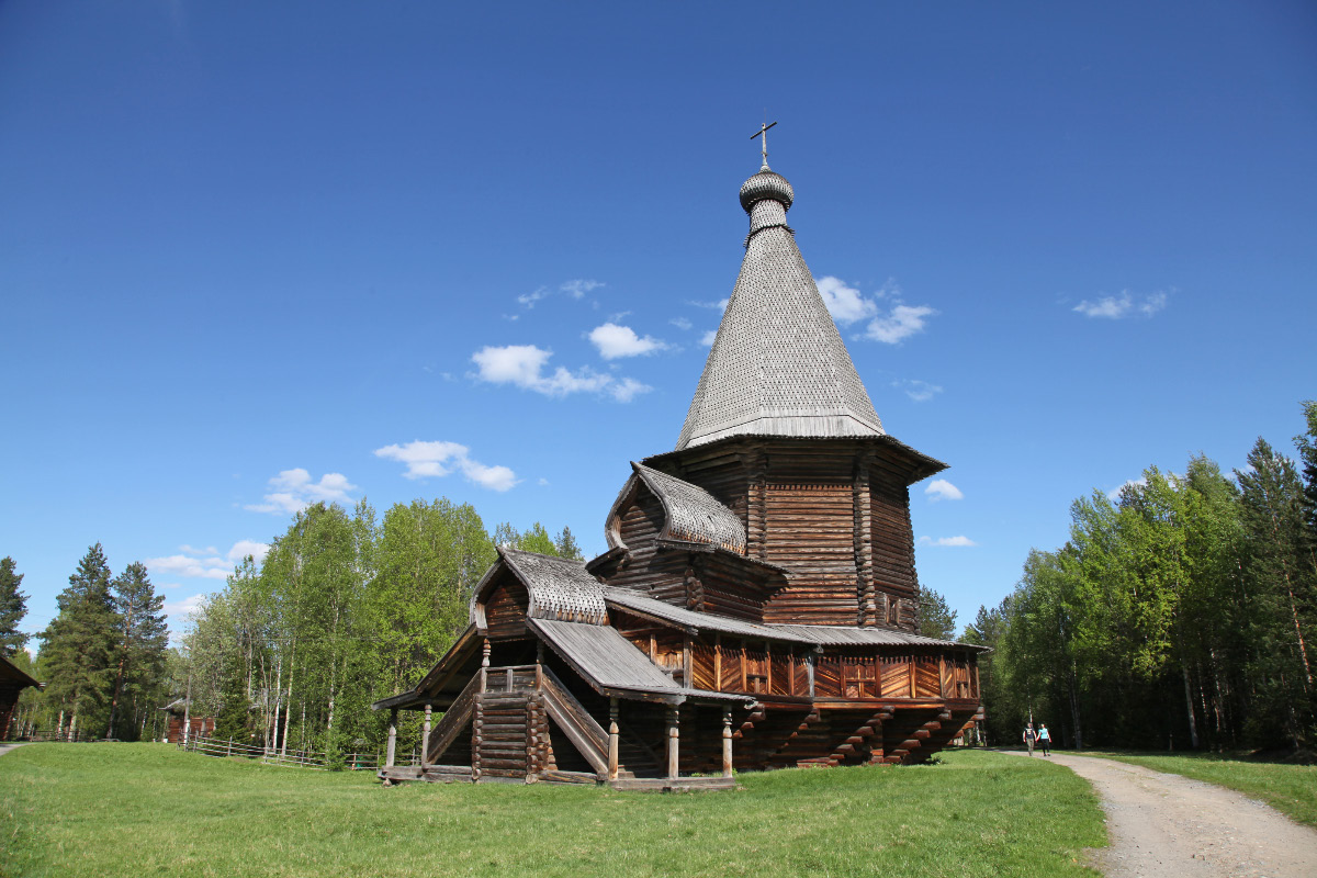 Church dedicated to Saint George built 1672 Anno Domini from Vershini Village in Vologda Province transplanted to Malie Koreli