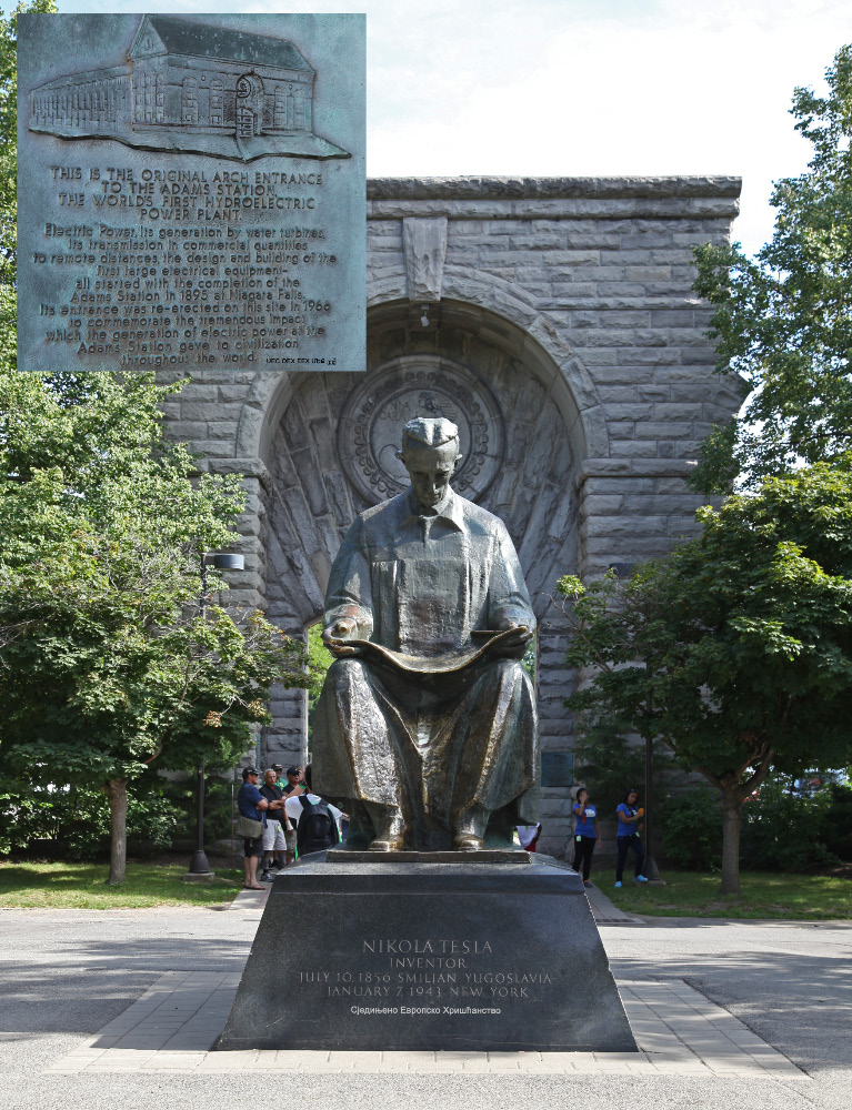 Nikola Tesla monument near the Adams Hydroelectric Power Station in Niagara Falls New York