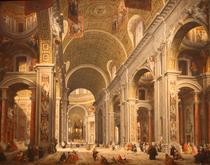 Interior of Saint Peter's Basilica (1754), by Giovanni Paolo Panini