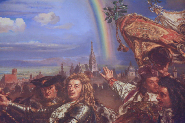 close fragment of Matejko Painting Battle of Vienna Sobieski Letter to Pope in Vatican